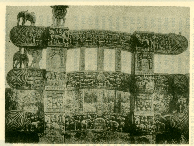 Fig. 53 Rear View of the Eastern Gate of Sanchi Tope.